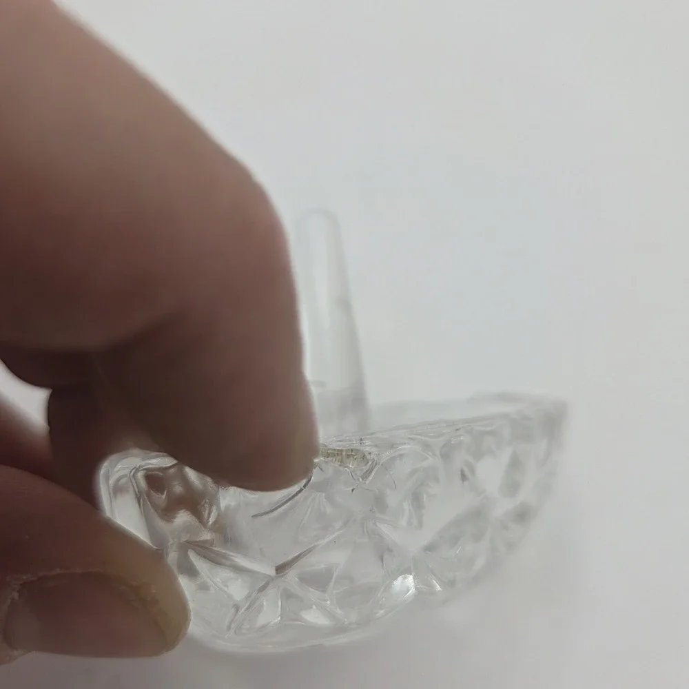 Vintage Clear Glass Heart Ring Holder Vanity Jewelry Dish - Small Crack